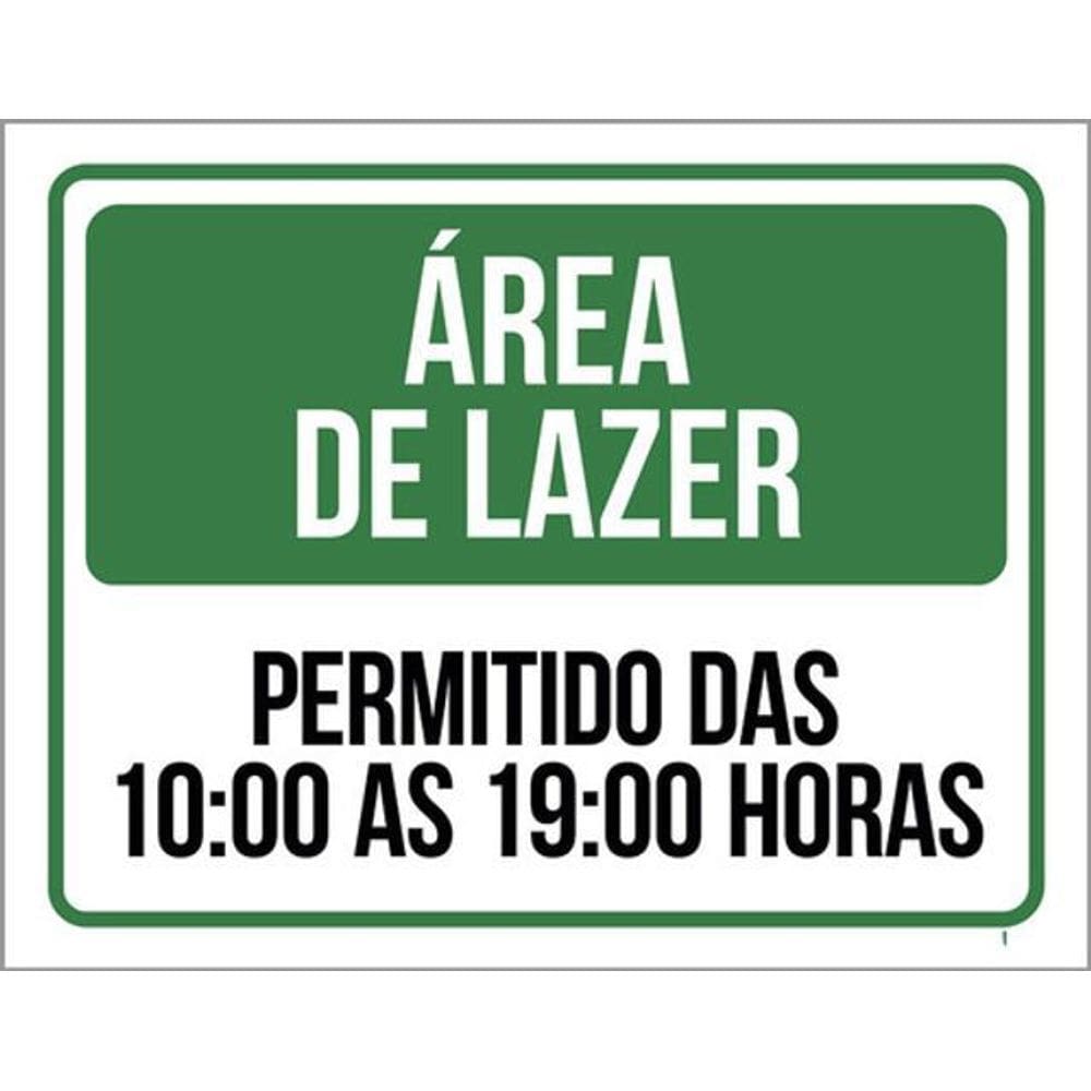 Kit 5 Placas Área De Lazer Horário Permitido 36X46