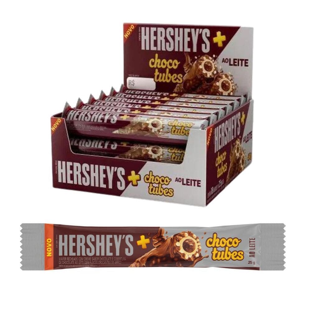 Chocolate Hersheys 18 Und 25G Chocotubes Ao Leite Caixa
