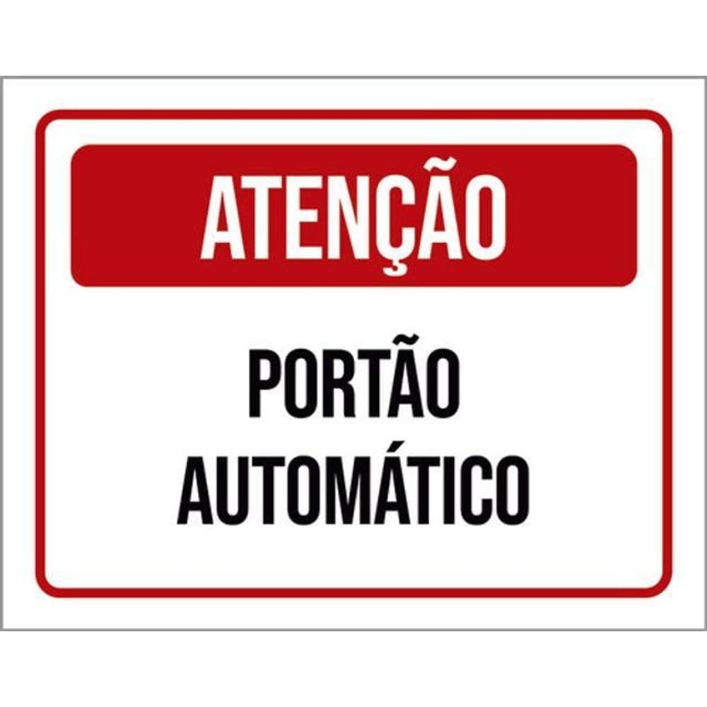 Kit 3 Placas Atenção Portão Automático Vermelha 36X46