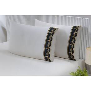 2 Fronhas King 50Cmx90Cm 100% Algodão 200 Fios Barrado