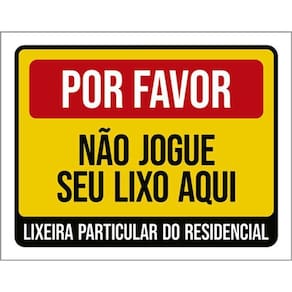 Kit 3 Placas Lixeira Particular Residencial 36X46