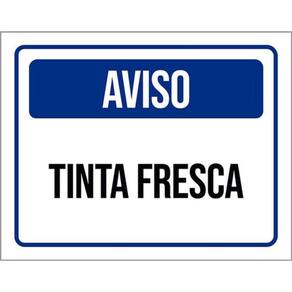 Kit 5 Placas Aviso Tinta Fresca Azul 36X46
