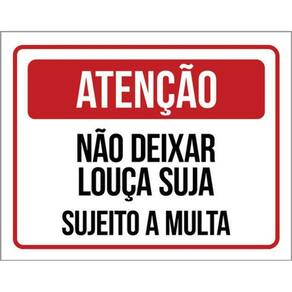 Kit 3 Placas Não Deixar Louça Suja Multa 36X46