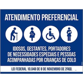 Kit 3 Placas Azul Atendimento Preferencial 36X46