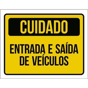 Kit 10 Placa Entrada E Saída Veículos Amarela 36X46