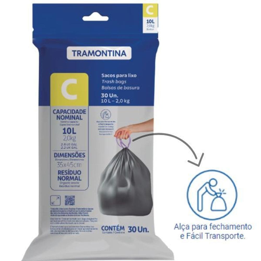 Saco Para Lixo Tramontina 10 Litros Com 30 Unidades