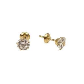 Brinco Zircônia 4,70 Mm Em Ouro 18K