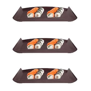 3Un Bandeja Zen Petisqueira 34X18Cm Ecológica - Marrom