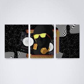 Quadro Decorativo Escultura Grega com Óculos Preto 30x20cm