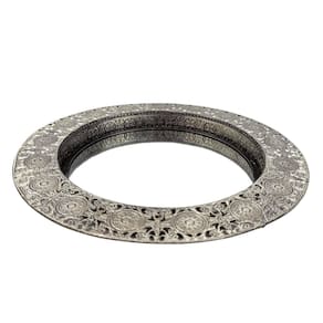 Bandeja Prata Redonda Metal Com Espelho 40Cm G