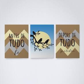 Quadro Decorativo Fé e Gratidão Tons V7 30x20cm