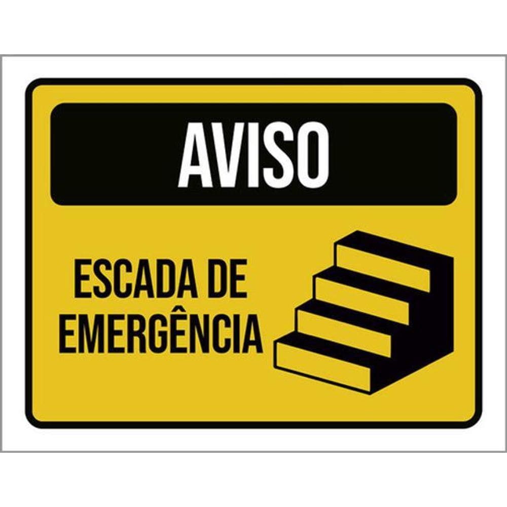 Kit 3 Placas Aviso Escada De Emergência 36X46