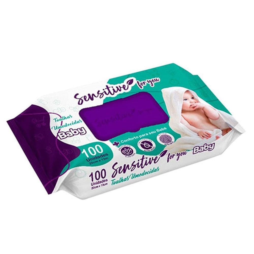 Toalha Umedecida Sensitive Fliptop 100Un