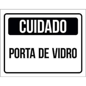 Kit 10 Placas Cuidado Porta De Vidro Preta 36X46
