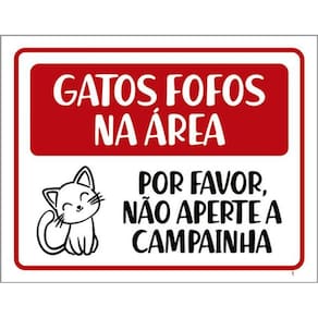 Kit 3 Placas Gatos Fofos Não Aperte Campainha 36X46