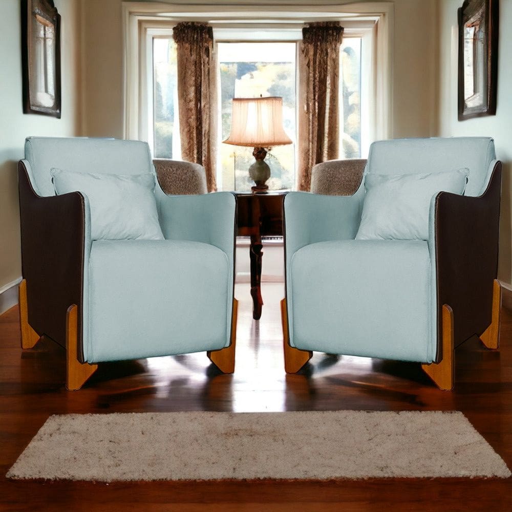 Kit 2 Poltronas Decorativa Heloisa Veludo Acqua Composê/Corano Marrom - Londrilar