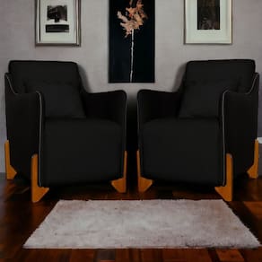 Kit 2 Poltronas Decorativa Heloisa Veludo Preto/Corano Preto - Londrilar