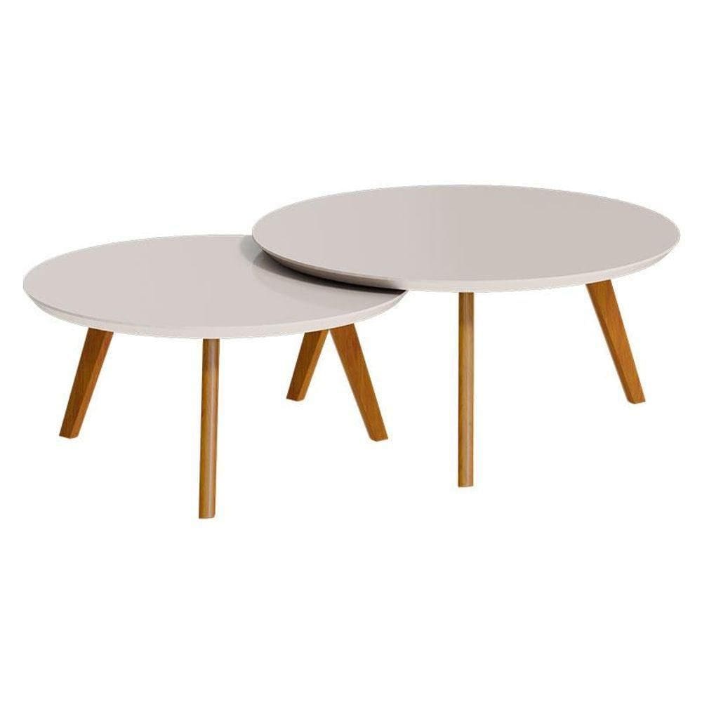 Kit Mesa De Centro Classic Redonda Off White - Imcal