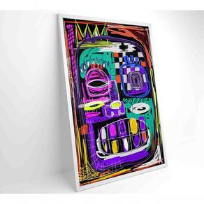 Quadro Ilustração De Rosto Abstrato Medidas 60x90 Cm Impressão Tecido Canvas