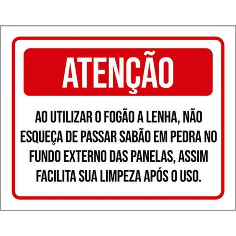 Kit 5 Placas Atenção Utilizar Fogão Lenha 36X46