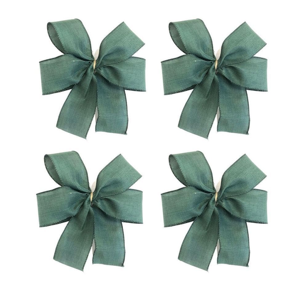 Laço Verde Liso Árvore Natal Luxo Decoração Guirlanda 12Un