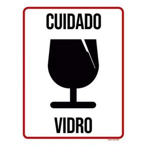 Kit 5 Placas Cuidado Vidro Frágil Ícone 36X46