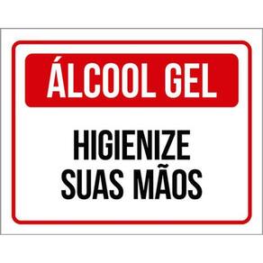 Kit 10 Placas Vermelha Higienize Suas Mãos 36X46