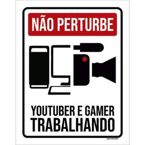 Kit 10 Placas Não Perturbe Youtuber Gamer Trabalhando 36X46
