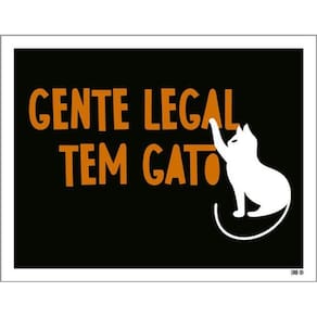 Kit 10 Placas Gente Legal Tem Gato Desenho 36X46