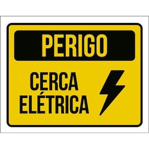Kit 10 Placas Perigo Cerca Elétrica Amarela 36X46