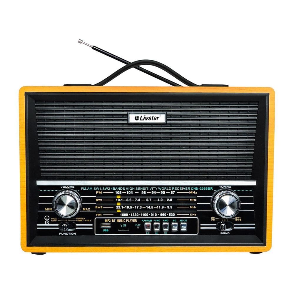 Radio Portatil Retro Com 4 Bandas Am Fm Sw Livstar