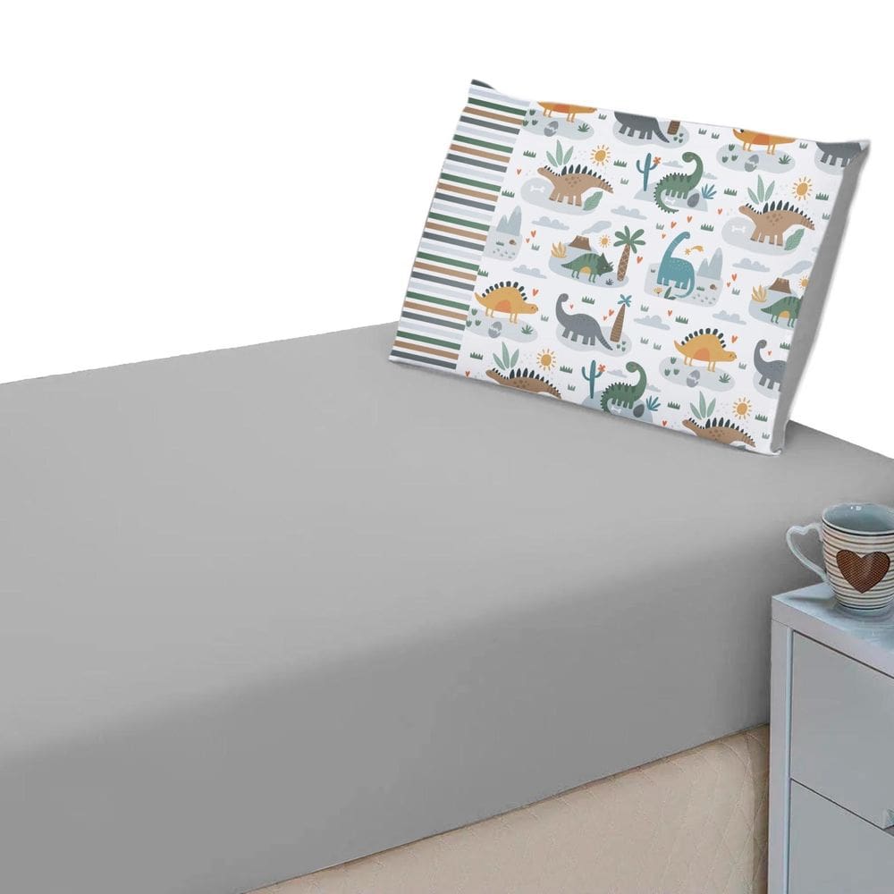 Lençol Liso Elásticado + Fronha Estampada Decorativa