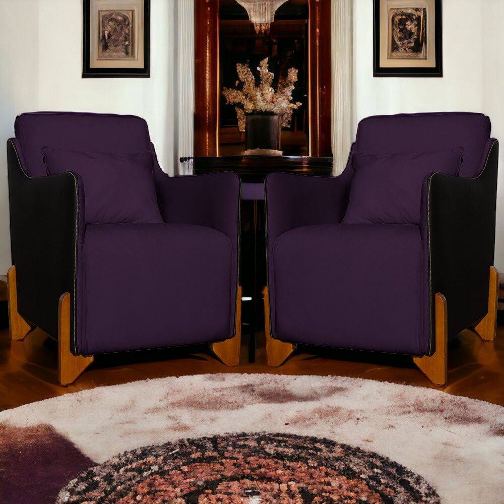 Kit 2 Poltronas Decorativa Heloisa Veludo Roxo/Corano Preto - Londrilar