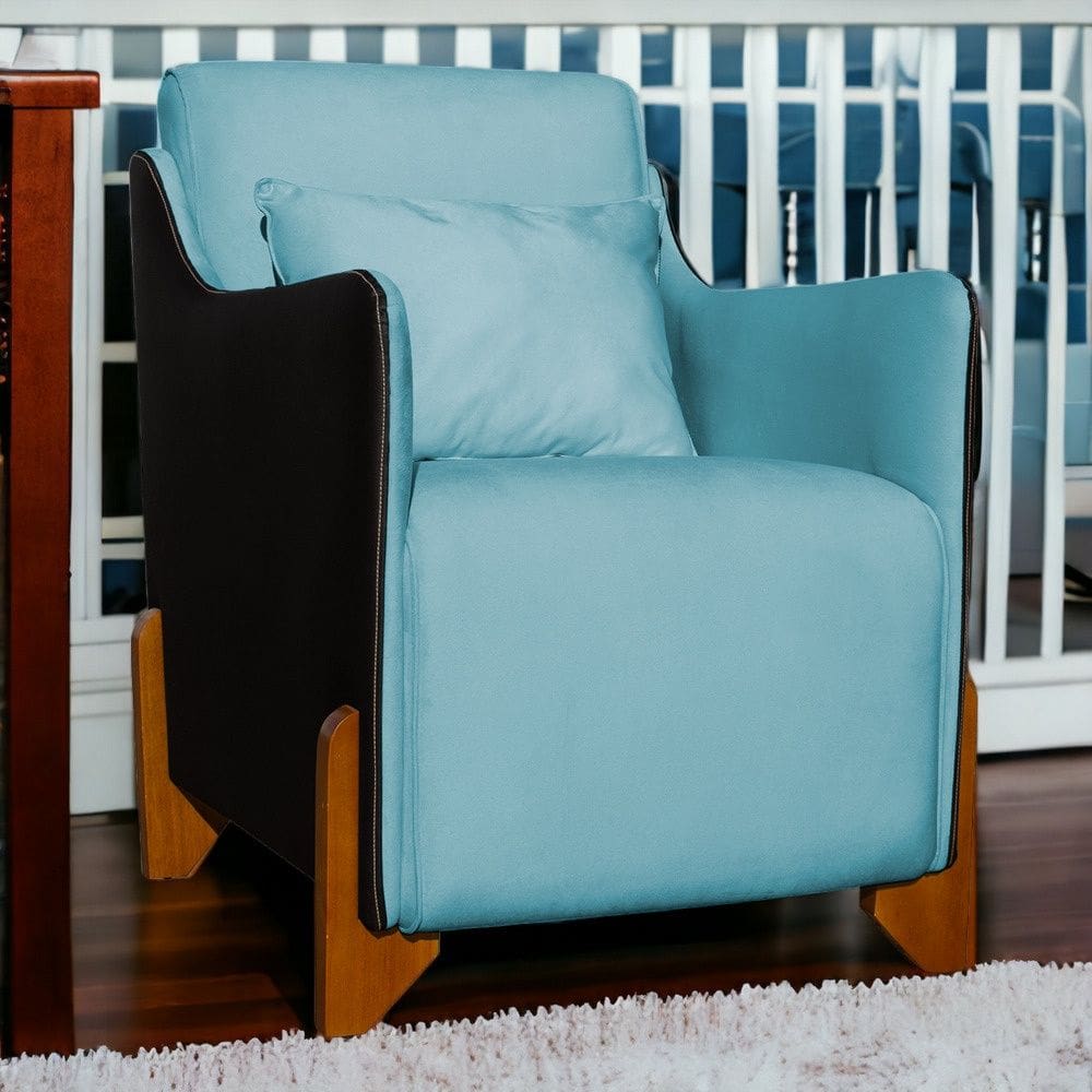Poltrona Decorativa Heloisa Veludo Azul Turquesa/Corano Preto - Londrilar