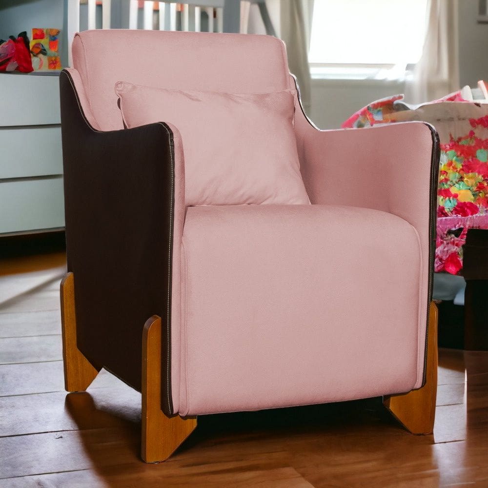 Poltrona Decorativa Heloisa Veludo Rosa/Corano Marrom - Londrilar
