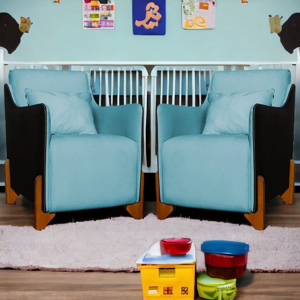 Kit 2 Poltronas Decorativa Heloisa Veludo Azul Turquesa/Corano Preto - Londrilar