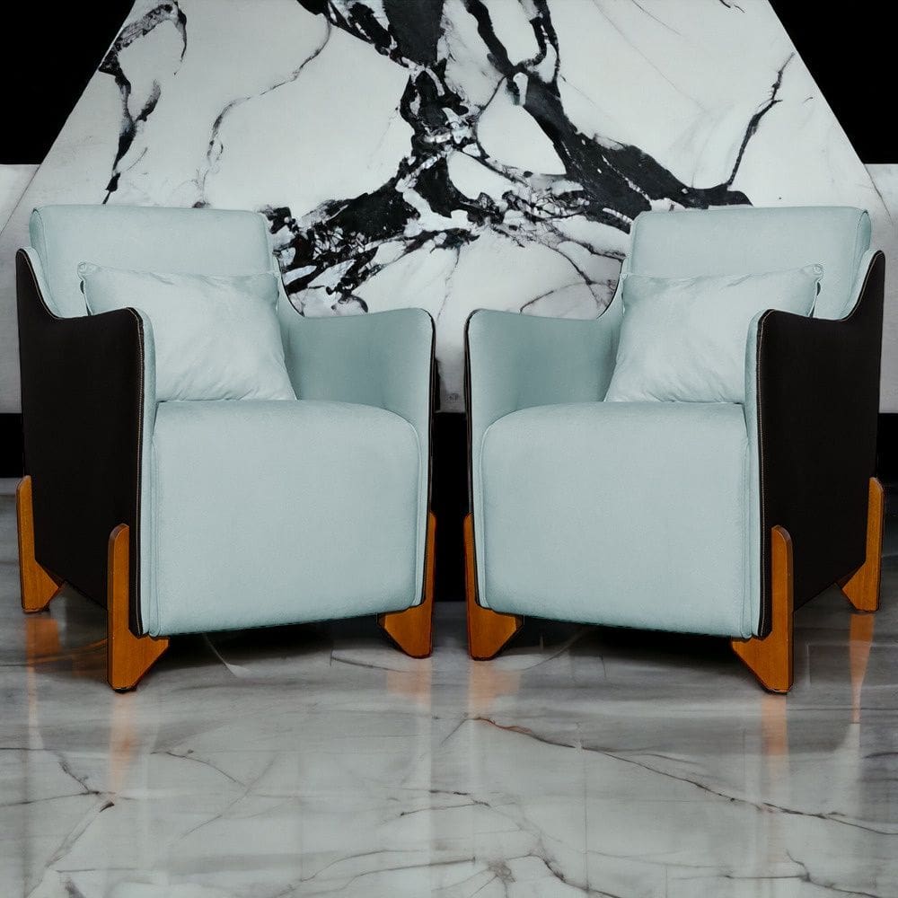 Kit 2 Poltronas Decorativa Heloisa Veludo Acqua Composê/Corano Preto - Londrilar