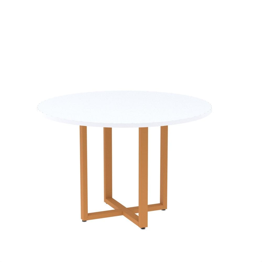 Mesa de Reunião Redonda 100cm Mrr1100p25tub Branco/Laranja Picasso