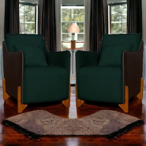 Kit 2 Poltronas Decorativa Heloisa Veludo Verde/Corano Marrom - Londrilar