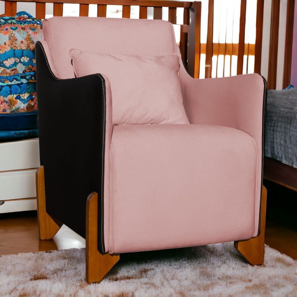 Poltrona Decorativa Heloisa Veludo Rosa/Corano Preto - Londrilar