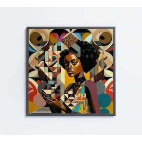 Quadro Ilustração Afro Feminino Medidas 80x80 Cm Impressão Tecido Canvas