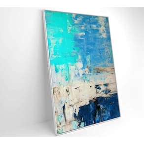 Quadro Abstrato Pintura Em Tela Azul Medidas 60x90 Cm Impressão Vidro Acrílico