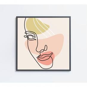 Quadro Feminino Silhueta Face Artística Contínua Medidas 40x40 Cm Impressão Adesivo Fotográfico