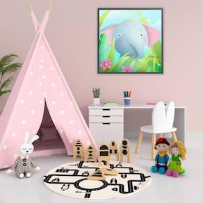 Quadro Infantil Elefante Medidas 40x40 Cm Impressão Adesivo Fotográfico