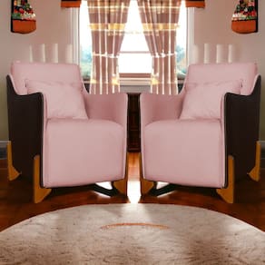 Kit 2 Poltronas Decorativa Heloisa Veludo Rosa/Corano Marrom - Londrilar