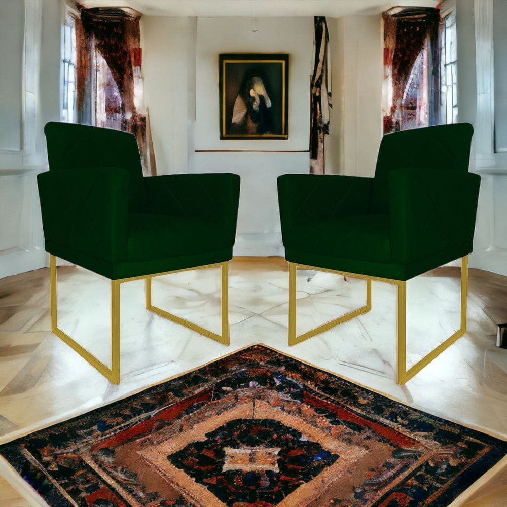 Kit 2 Poltronas Decorativa Pé Ferro Klara Suede Verde - Londrilar