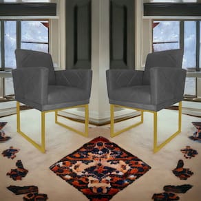 Kit 2 Poltronas Decorativa Pé Ferro Klara Suede Cinza - Londrilar