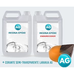 Resinas Epóxi 1Kg + Corante Semi-Transparente Laranja Ag Bai