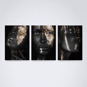 Quadro Decorativo Mulheres Negra Ouro 30x20cm - Elegância