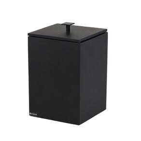Lixeira Quadrada 5,5L Em Resina Preto Fosco - Black Matte